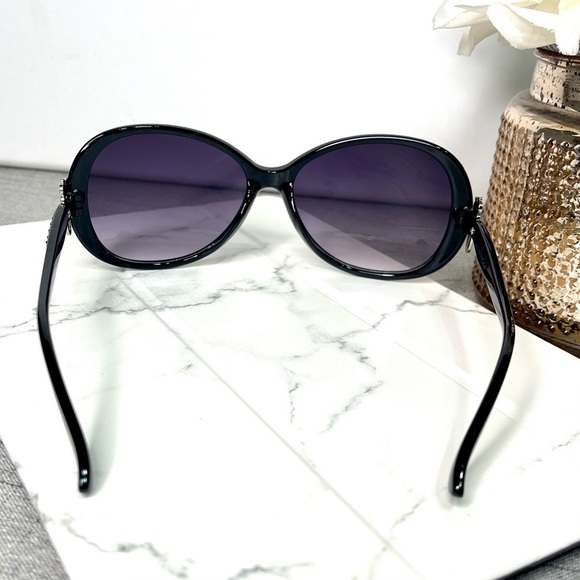 Black Oversized Sunglasses Polarized Purple Ombre Lenses New with Case - Picture 6 of 6